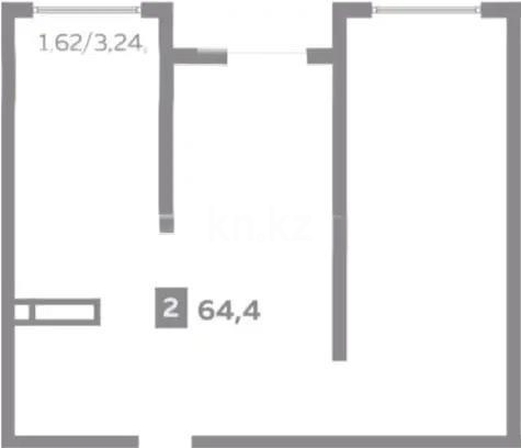 Продажа 2-комнатной квартиры, 64.4 м² в Алматы