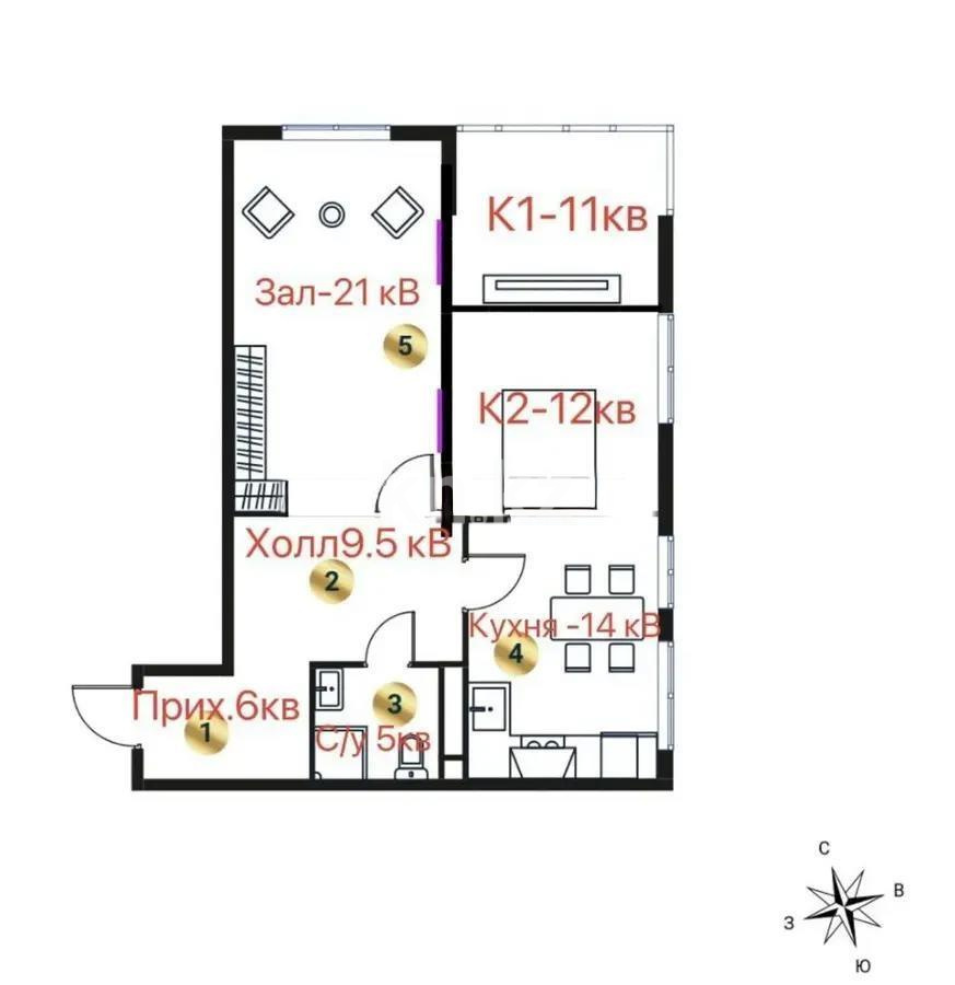 Продажа 1-комнатной квартиры, 48.39 м² в Алматы