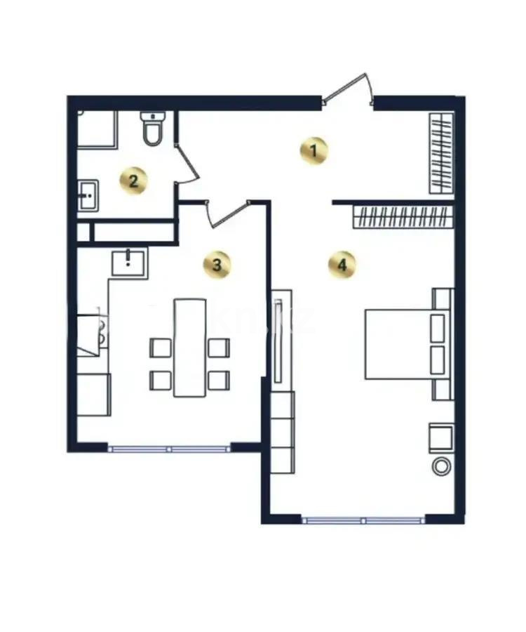 Продажа 1-комнатной квартиры, 53.25 м² в Алматы - фото 2