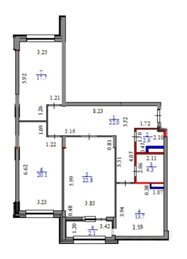 Продажа 3-комнатной квартиры, 105 м², пр. Кошкарбаева, дом  52 - Продажа квартир в новостройках Астаны с фото фото 1 из 1