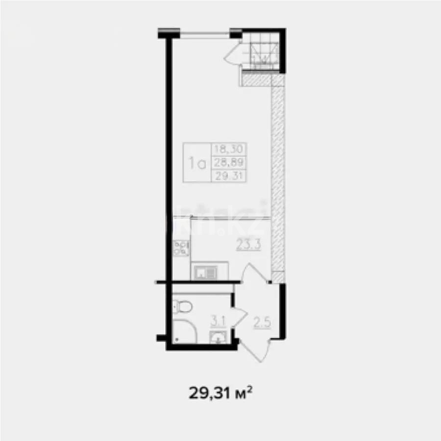 Продажа 1-комнатной квартиры, 29.3 м², ул. Ауэзова, дом  2/8 - Продажа  однокомнатных квартир в Алматы без посредников с фото фото 1 из 1