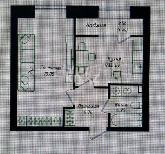 Продажа 1-комнатной квартиры, 40.25 м² в Астане
