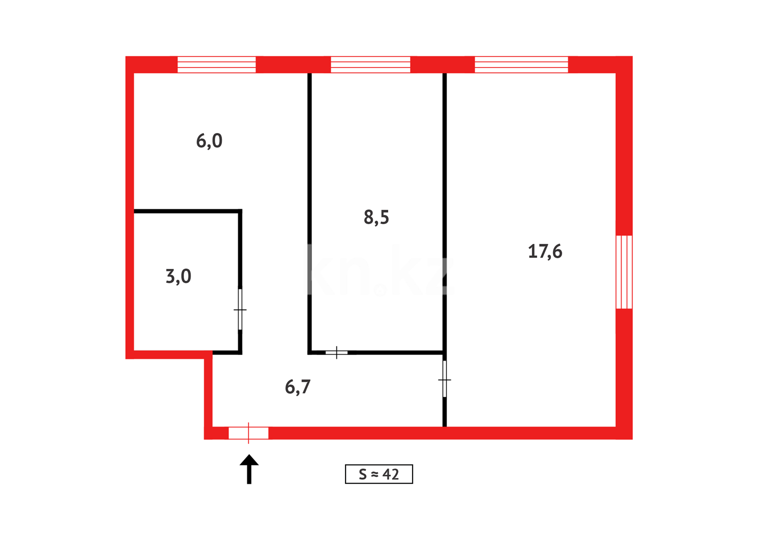 Продажа 2-комнатной квартиры, 41 м², ул. Чернышевского - Продажа квартир в Темиртау фото 11 из 11