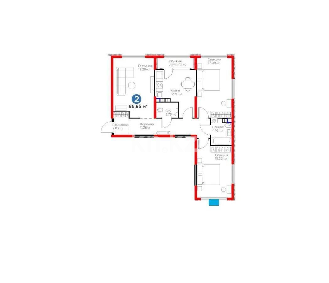 Продажа 3-комнатной квартиры, 87 м² - Продажа трехкомнатных квартир в Алматы фото 1 из 1