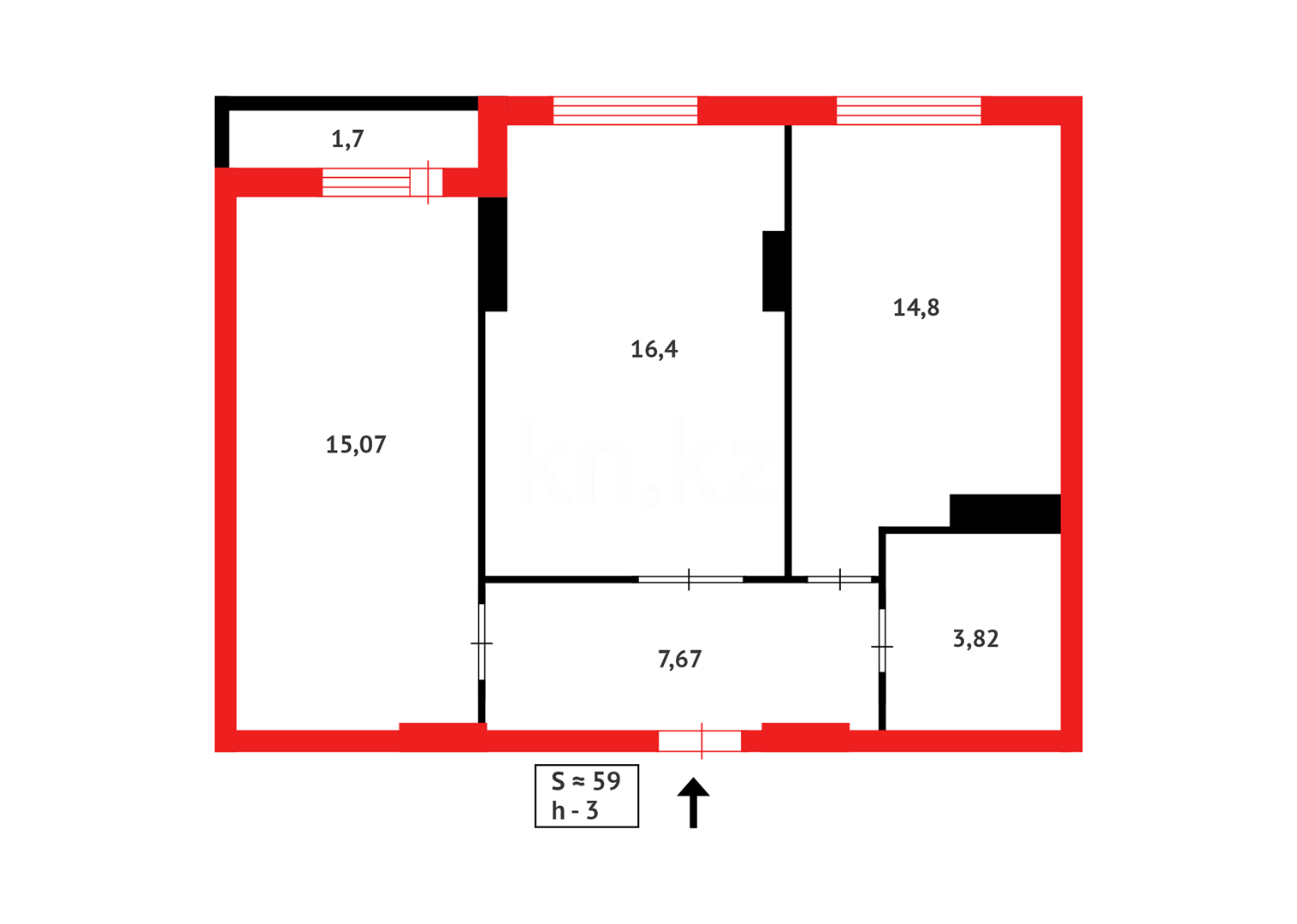 Продажа 2-комнатной квартиры, 59 м² - Продажа квартир в Караганде - страница 3 фото 11 из 11