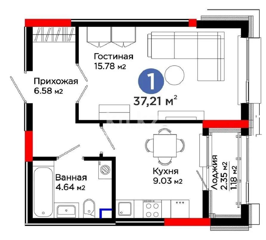 Продажа 1-комнатной квартиры, 38 м², ул. Е-899, дом  5 стр - Продажа квартир в новостройках Астаны без посредников с фото фото 1 из 1