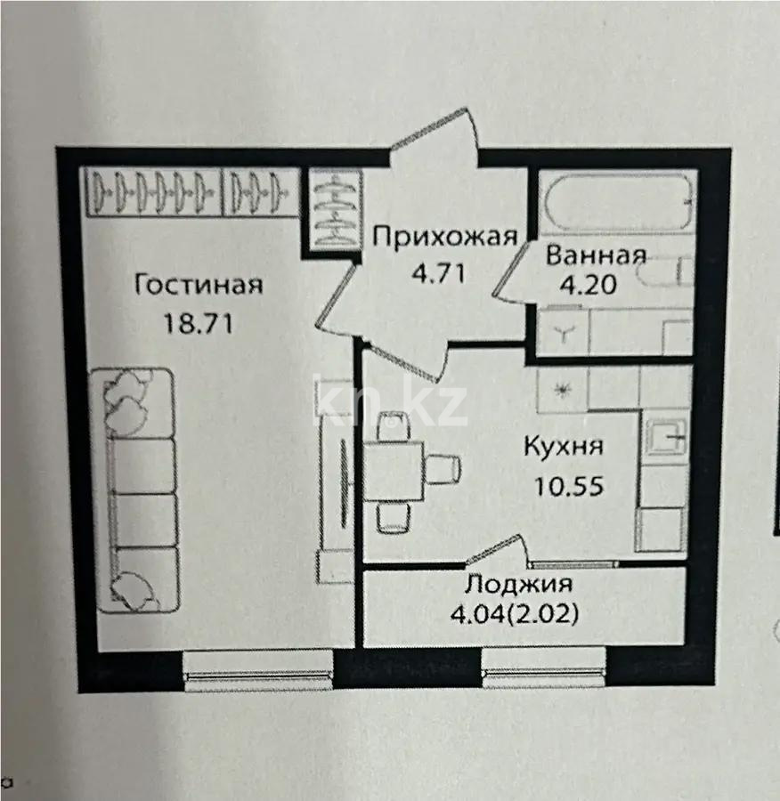 Продажа 1-комнатной квартиры, 40.19 м² в Астане
