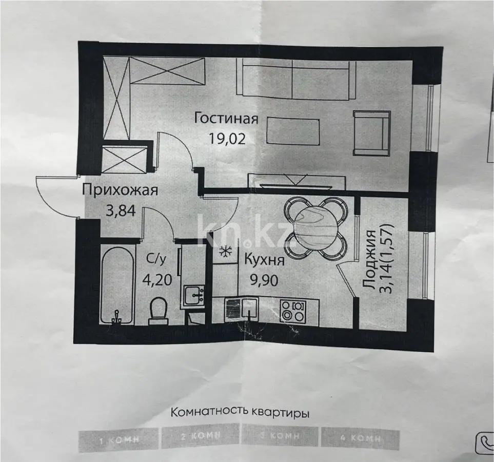 Продажа 1-комнатной квартиры, 39 м², пр. Тауелсыздык, дом  25/1 стр - Продажа  однокомнатных квартир в новостройках Астаны без посредников с фото фото 1 из 1