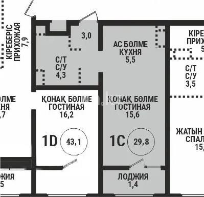 Продажа 1-комнатной квартиры, 29.8 м² - Продажа квартир от собственников в Алматы - страница 176 фото 1 из 1