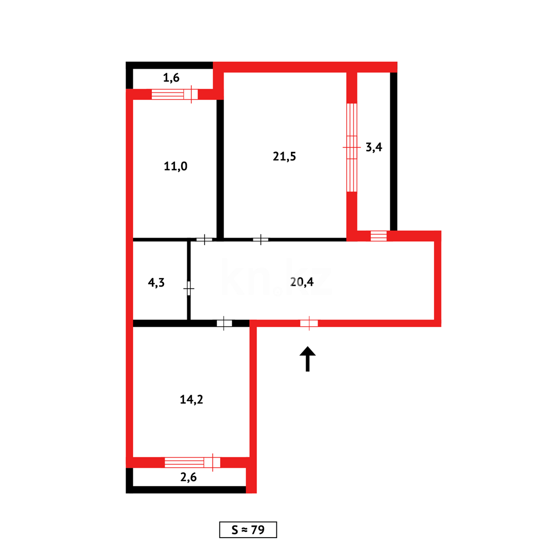 Продажа 3-комнатной квартиры, 79 м², ул. Гоголя в Караганде - фото 16