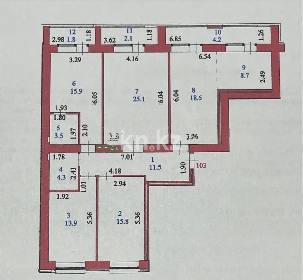Продажа 4-комнатной квартиры, 125.3 м², пр. Туран, дом  46Б - Продажа  четырехкомнатных квартир в новостройках Астаны без посредников с фото фото 9 из 9