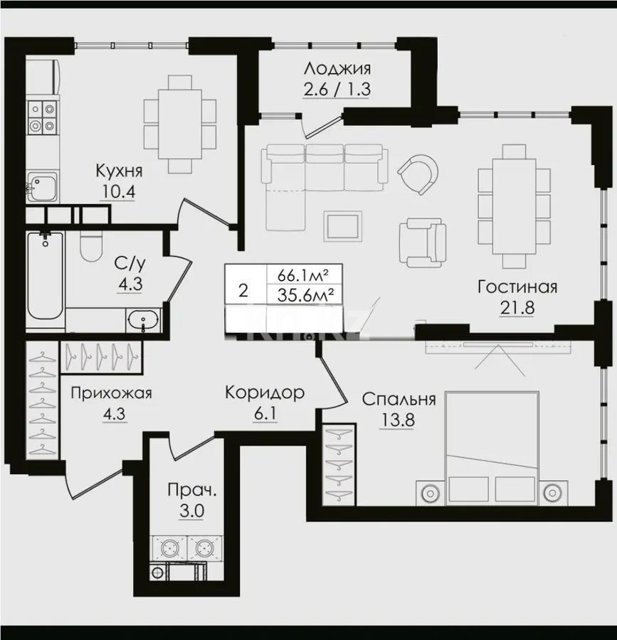 Продажа 2-комнатной квартиры, 64.5 м², пр. Тауелсыздык, дом  38/4 стр - Продажа  двухкомнатных квартир в новостройках Астаны без посредников фото 1 из 1