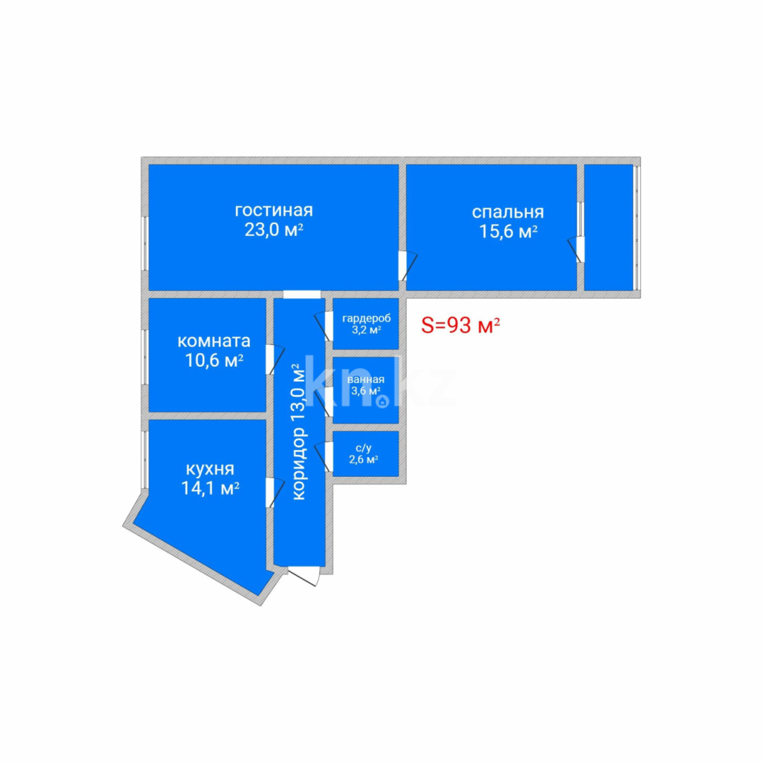Продажа 3-комнатной квартиры, 93 м², ул. Воинов-интернационалистов, дом  1 - Продажа квартир в Костанае фото 2 из 14