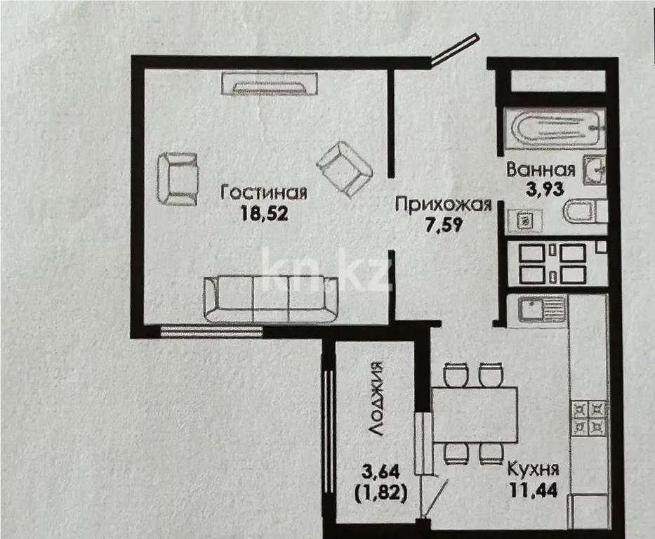 Продажа 1-комнатной квартиры, 43.1 м² - Продажа  однокомнатных квартир в новостройках Астаны - страница 3 фото 2 из 2
