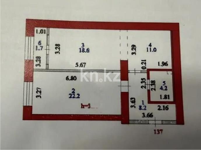 Продажа 2-комнатной квартиры, 65.9 м² в Астане