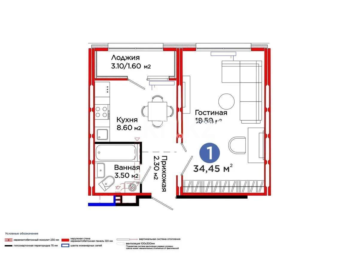 Продажа 1-комнатной квартиры, 35 м², ул. С-902, дом  8 - Продажа  однокомнатных квартир в новостройках Астаны без посредников фото 1 из 1