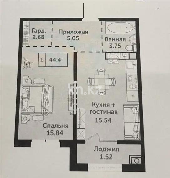 Продажа 1-комнатной квартиры, 45 м² в Алматы - фото 4