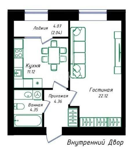 Продажа 1-комнатной квартиры, 44 м², пр. Улы Дала, дом  38а в Астане