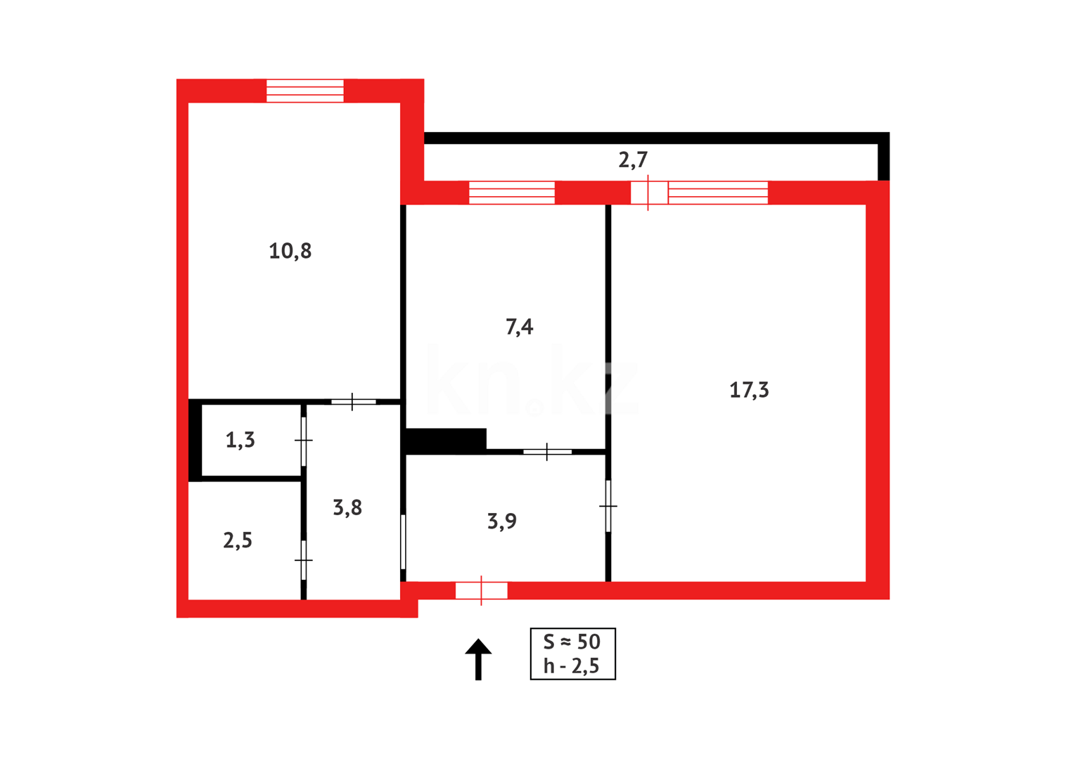 Продажа 2-комнатной квартиры, 48 м², мкр-н Мамраева (Восток-5) - Продажа квартир в Караганде фото 16 из 16