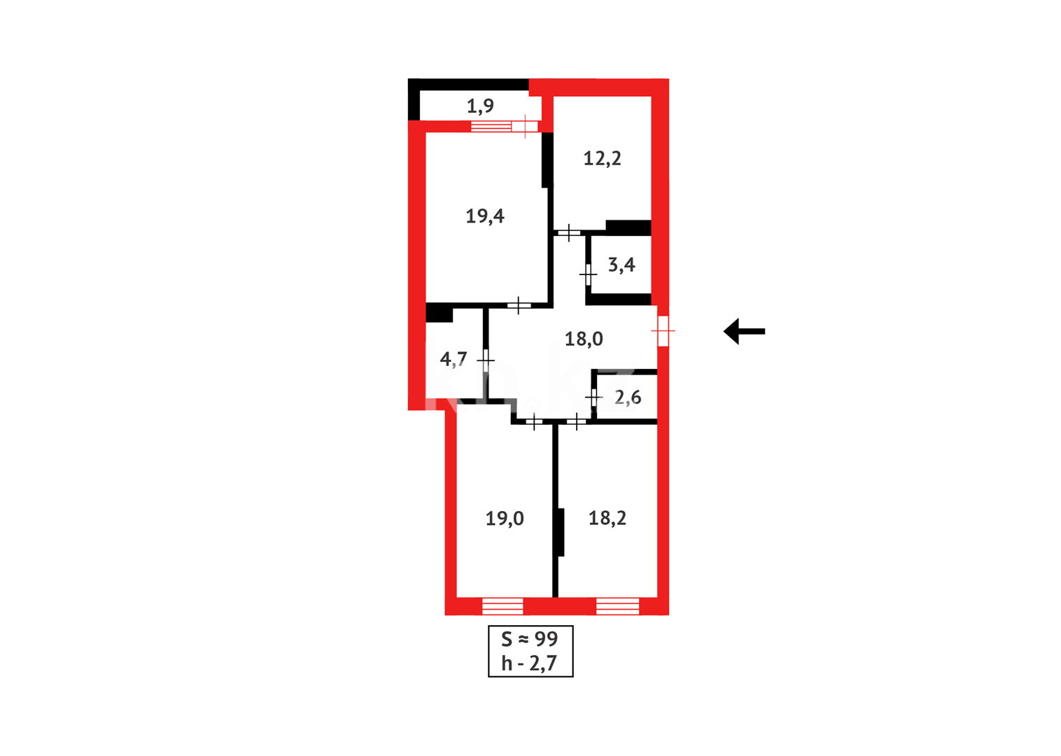 Продажа 3-комнатной квартиры, 99.4 м², ул. Сыганак в Астане - фото 8