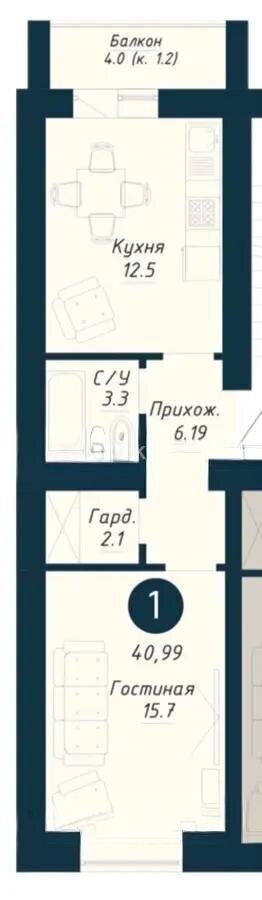 Продажа 1-комнатной квартиры, 41 м² в Астане