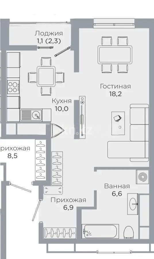 Продажа 1-комнатной квартиры, 42.8 м², пр. Мангилик Ел, дом  74 - Продажа квартир в новостройках Астаны без посредников фото 1 из 1