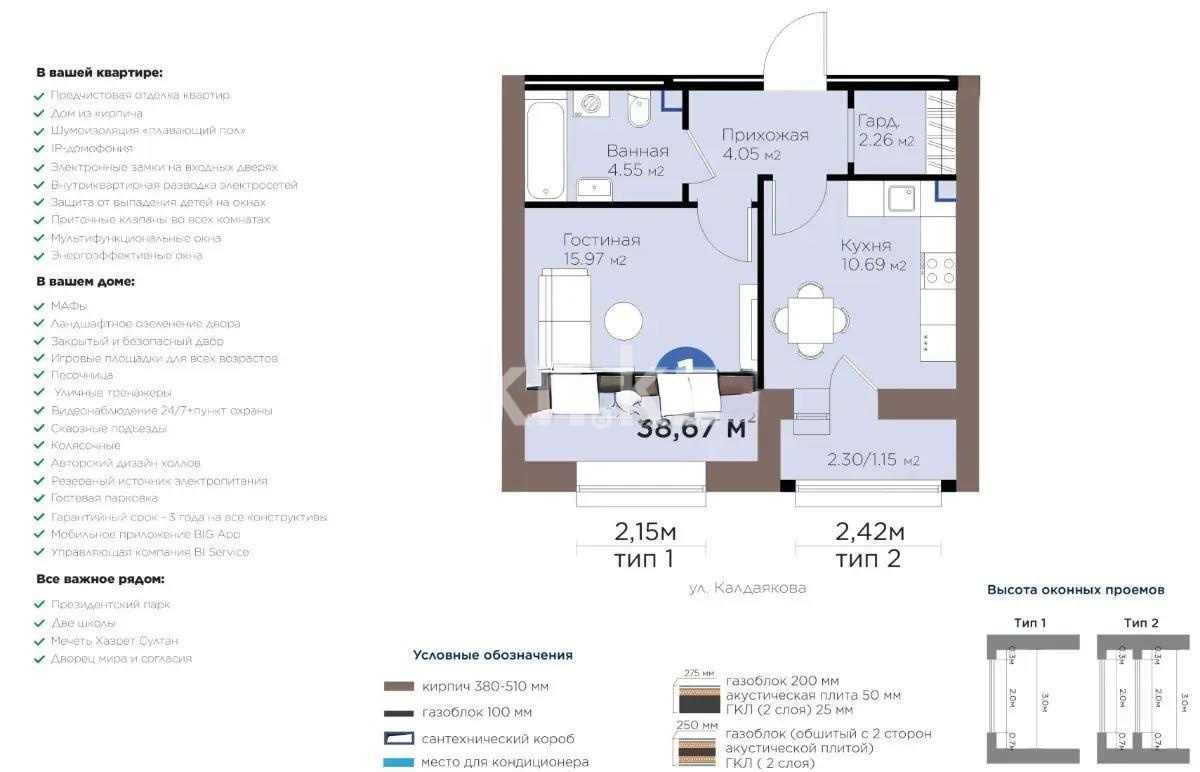 Продажа 1-комнатной квартиры, 38.67 м² - Продажа недвижимости в Казахстане - страница 24 фото 1 из 1