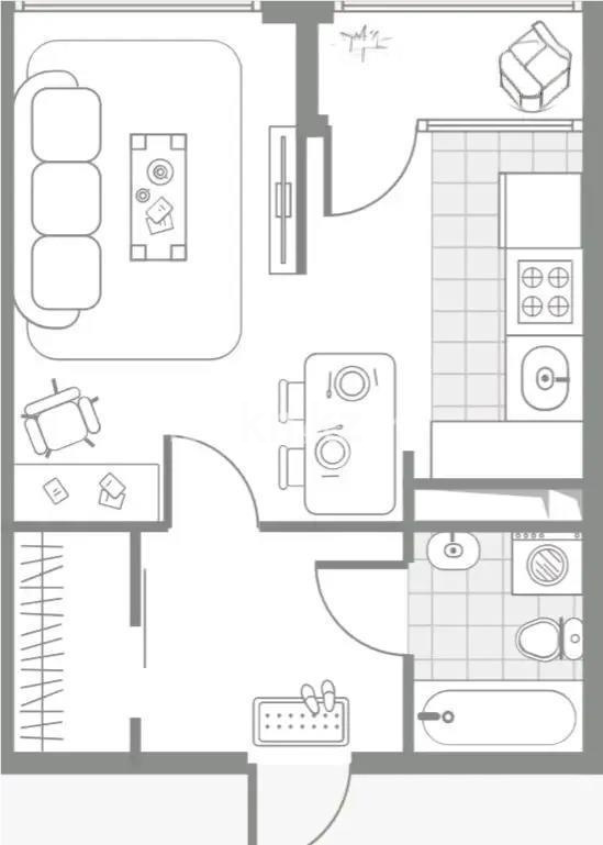 Продажа 1-комнатной квартиры, 35.1 м², пр. Алатау, дом  12а/1 - Продажа  однокомнатных квартир в Алматы фото 1 из 1