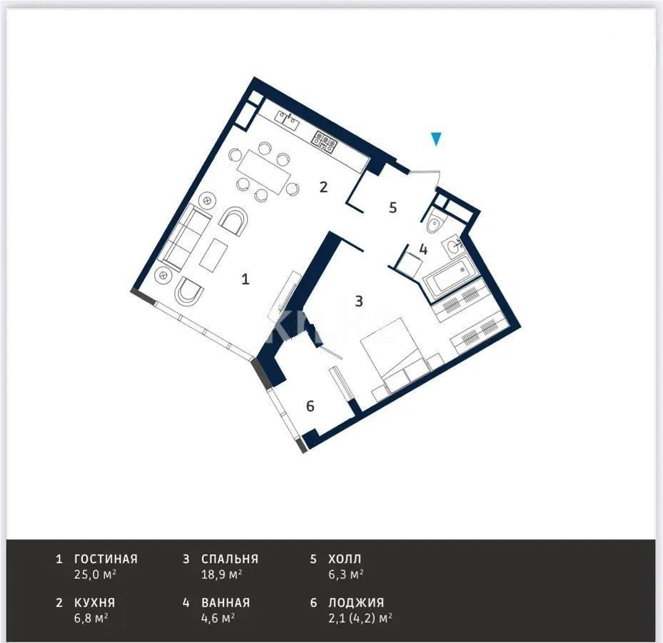 Продажа 2-комнатной квартиры, 64.4 м², пр. Аль-Фараби, дом  9 - Продажа  двухкомнатных квартир в новостройках Алматы фото 1 из 2