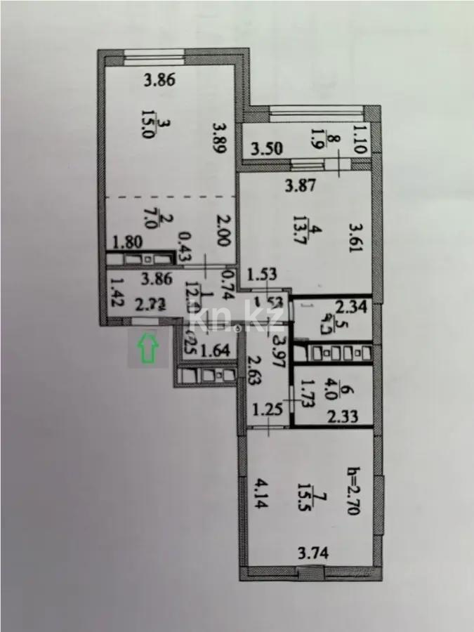 Продажа 3-комнатной квартиры, 72.9 м², ул. Туркестан, дом  4/1 - Продажа квартир в Астане фото 4 из 4