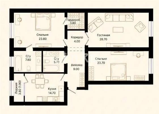 Продажа 3-комнатной квартиры, 123.1 м² - Продажа трехкомнатных квартир в Астане - страница 9 фото 1 из 1
