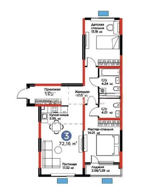 Продажа 3-комнатной квартиры, 73.3 м² - Продажа квартир в Казахстане - страница 31 фото 3 из 3