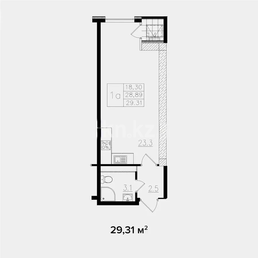 Продажа 1-комнатной квартиры, 29 м², ул. Ауэзова, дом  2/8 - Продажа  однокомнатных квартир в новостройках Алматы без посредников фото 1 из 1