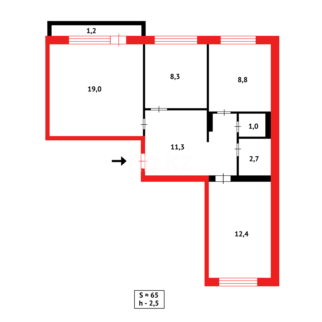 Продажа 3-комнатной квартиры, 65 м² в Караганде - фото 12