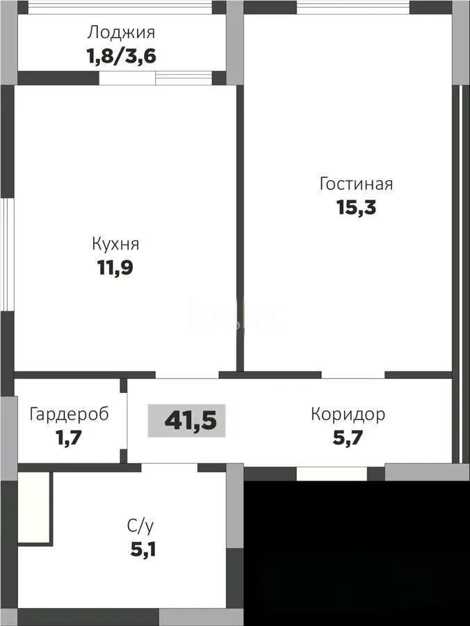 Продажа 1-комнатной квартиры, 41.5 м² в Астане