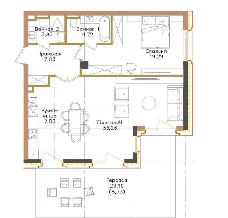 Продажа 2-комнатной квартиры, 84 м² - Продажа  двухкомнатных квартир в новостройках Алматы с фото - страница 3 фото 1 из 1