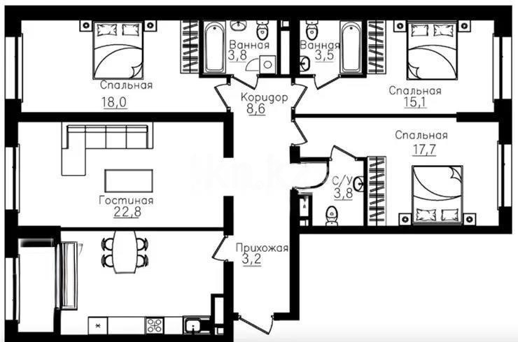 Продажа 4-комнатной квартиры, 120 м² в Алматы