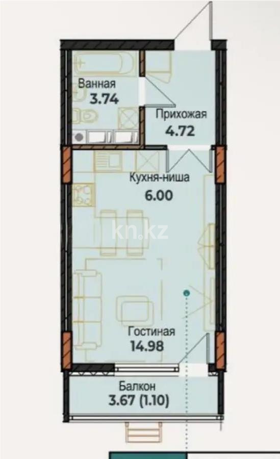 Продажа 1-комнатной квартиры, 32.1 м² в Астане