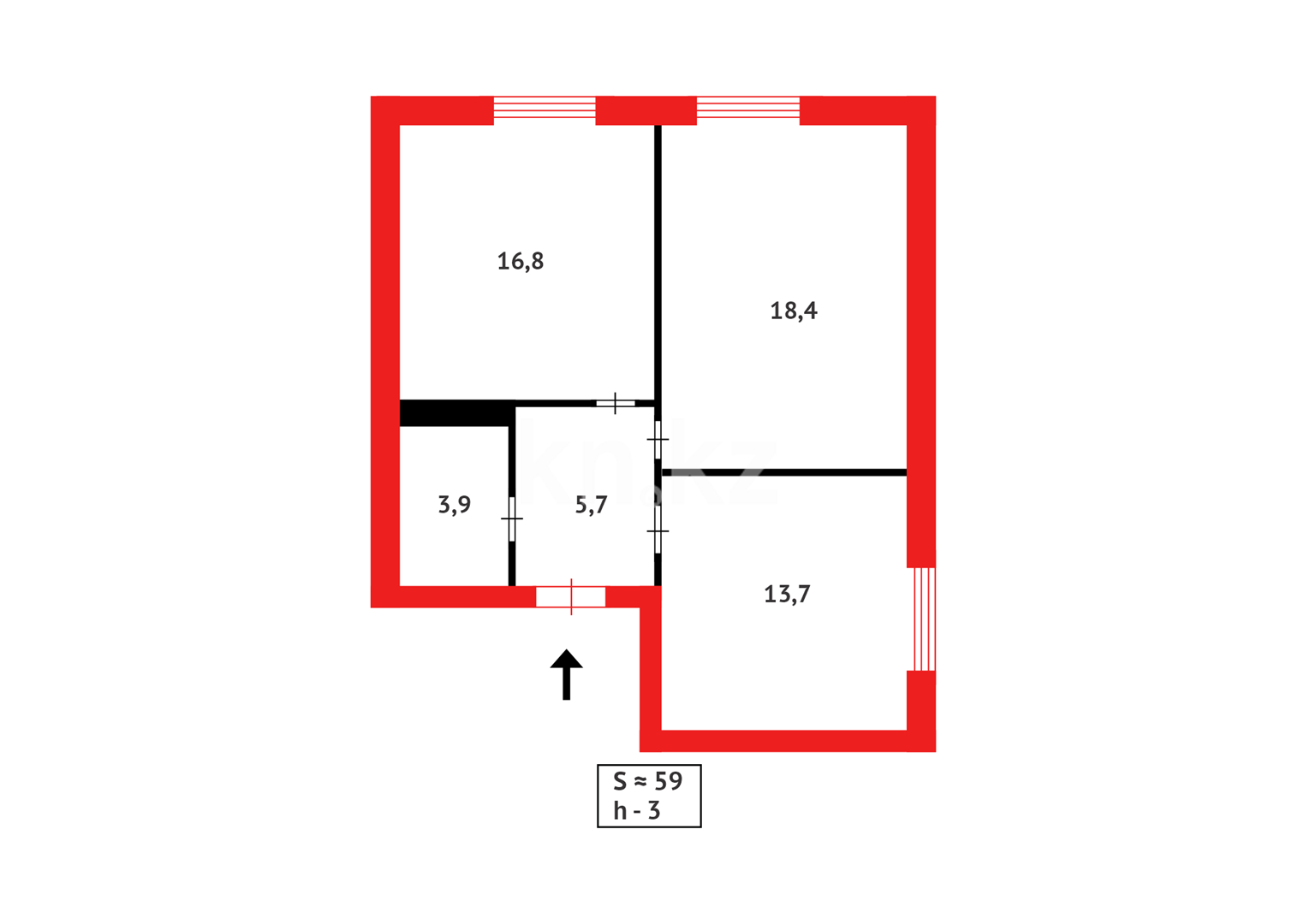 Продажа 2-комнатной квартиры, 58 м², ул. Университетская - Продажа квартир в Караганде фото 16 из 16
