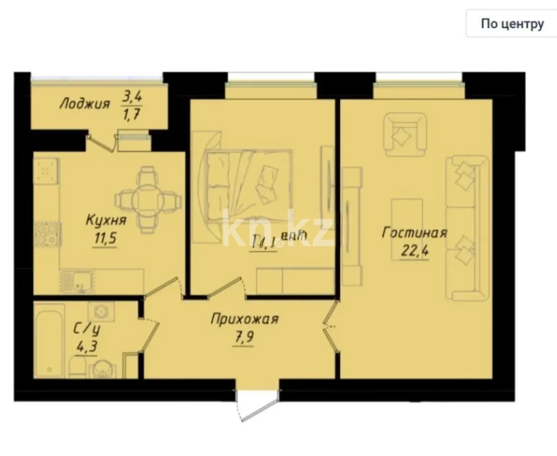Продажа 2-комнатной квартиры, 63 м² в Астане