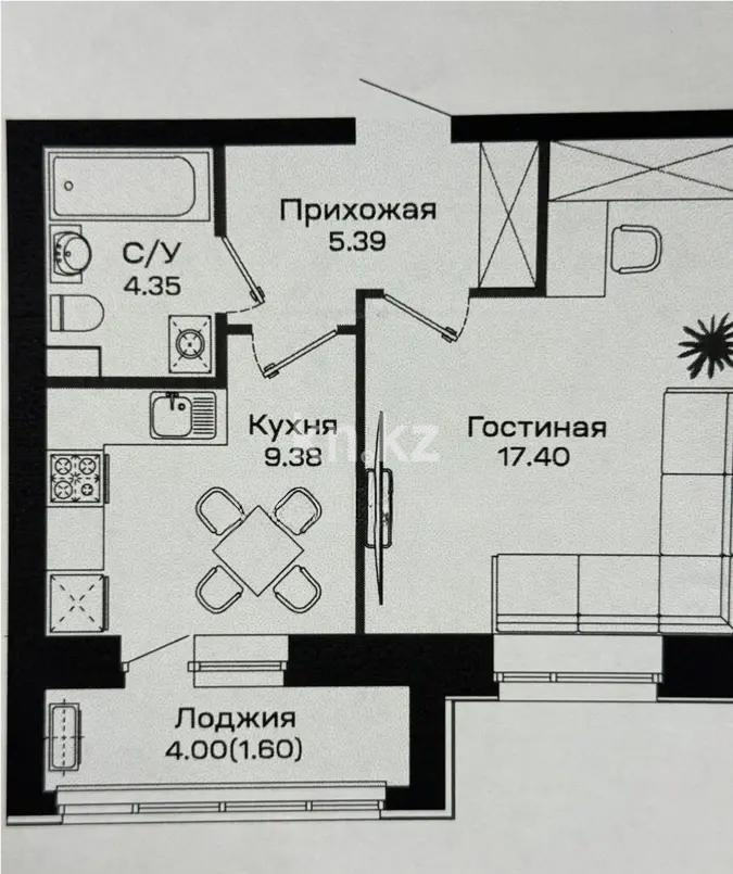 Продажа 1-комнатной квартиры, 38.12 м², ул. Нажимеденова, дом  5/1 - Продажа квартир в Казахстане фото 1 из 1