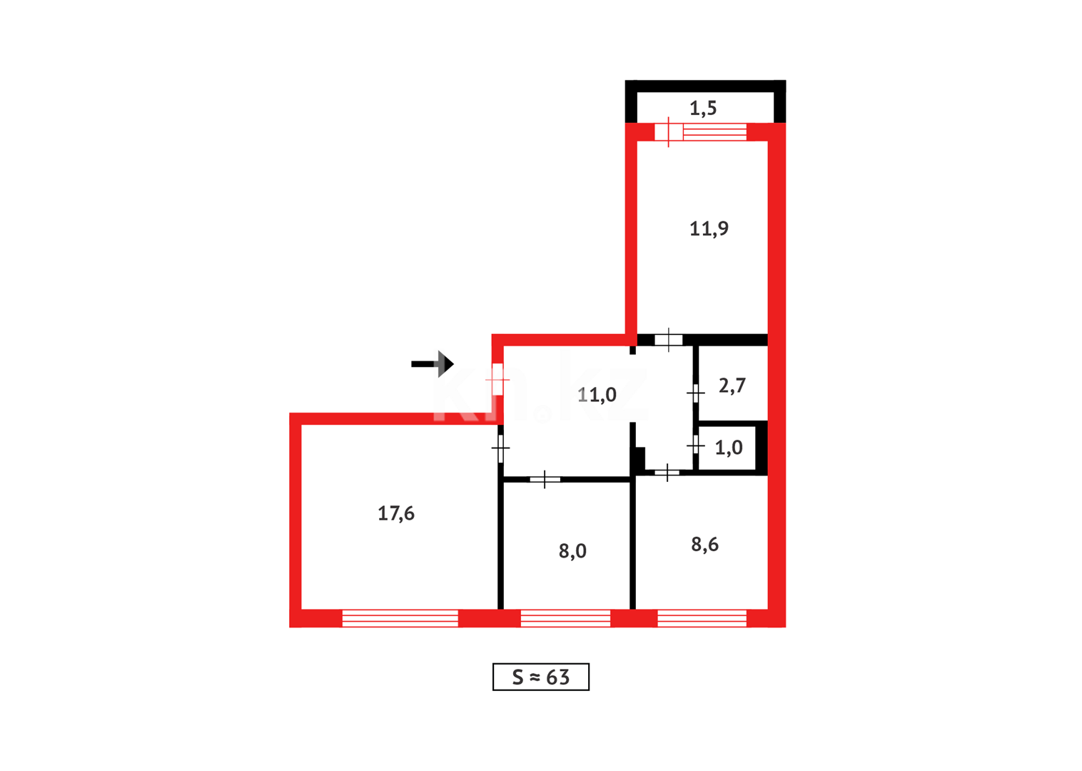 Продажа 3-комнатной квартиры, 63 м² - Продажа недвижимости в Караганде - страница 26 фото 18 из 18