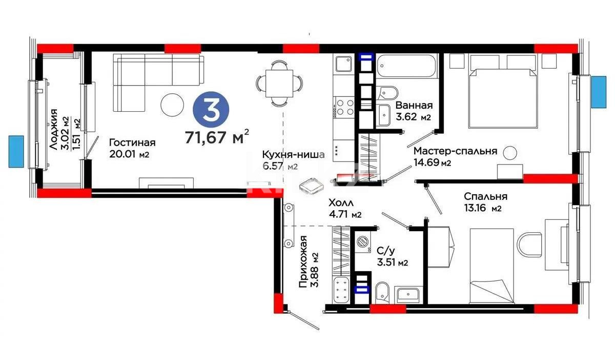 Продажа 3-комнатной квартиры, 71 м² - Продажа трехкомнатных квартир от собственников в Астане - страница 42 фото 1 из 1