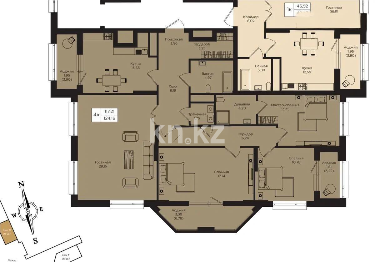 Продажа 4-комнатной квартиры, 124.16 м², пр. Кошкарбаева, дом  1 стр в Астане - фото 6