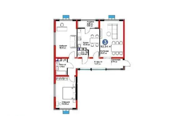 Продажа 3-комнатной квартиры, 92.3 м² - Продажа  трехкомнатных квартир в Алматы фото 1 из 1