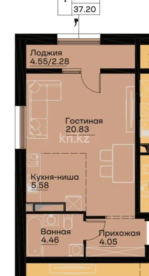 Продажа 1-комнатной квартиры, 37.2 м² - Продажа квартир в Алматы - страница 13 фото 1 из 2