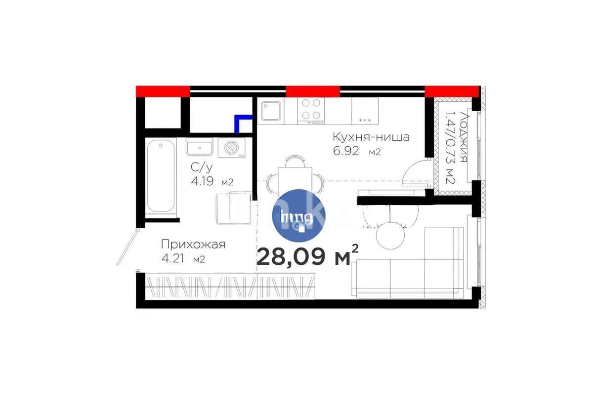 Продажа 1-комнатной квартиры, 30 м², ул. Е-908, дом  23 стр в Астане