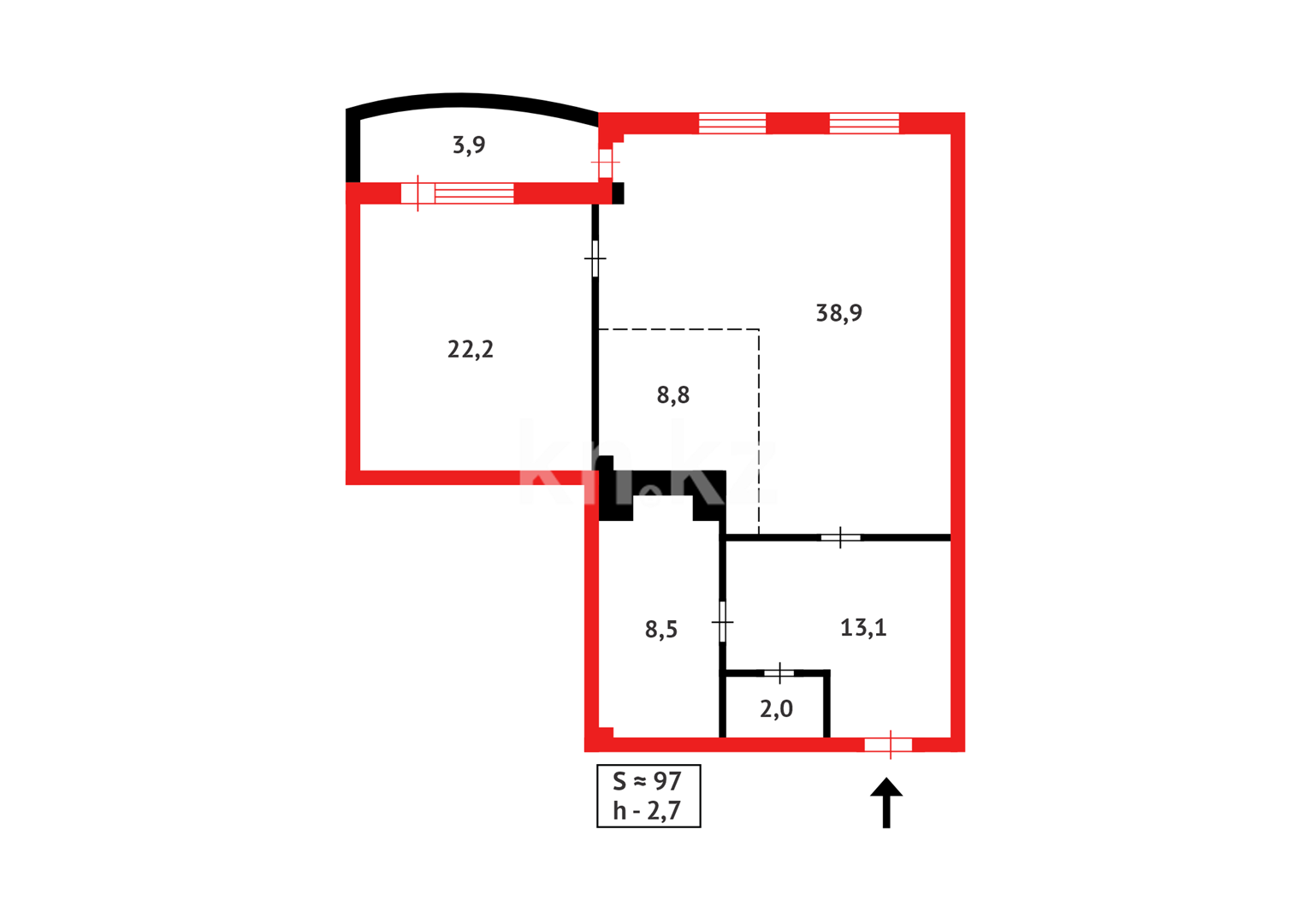 Продажа 2-комнатной квартиры, 97.4 м², ул. Кенесары - Продажа квартир в Астане фото 11 из 11