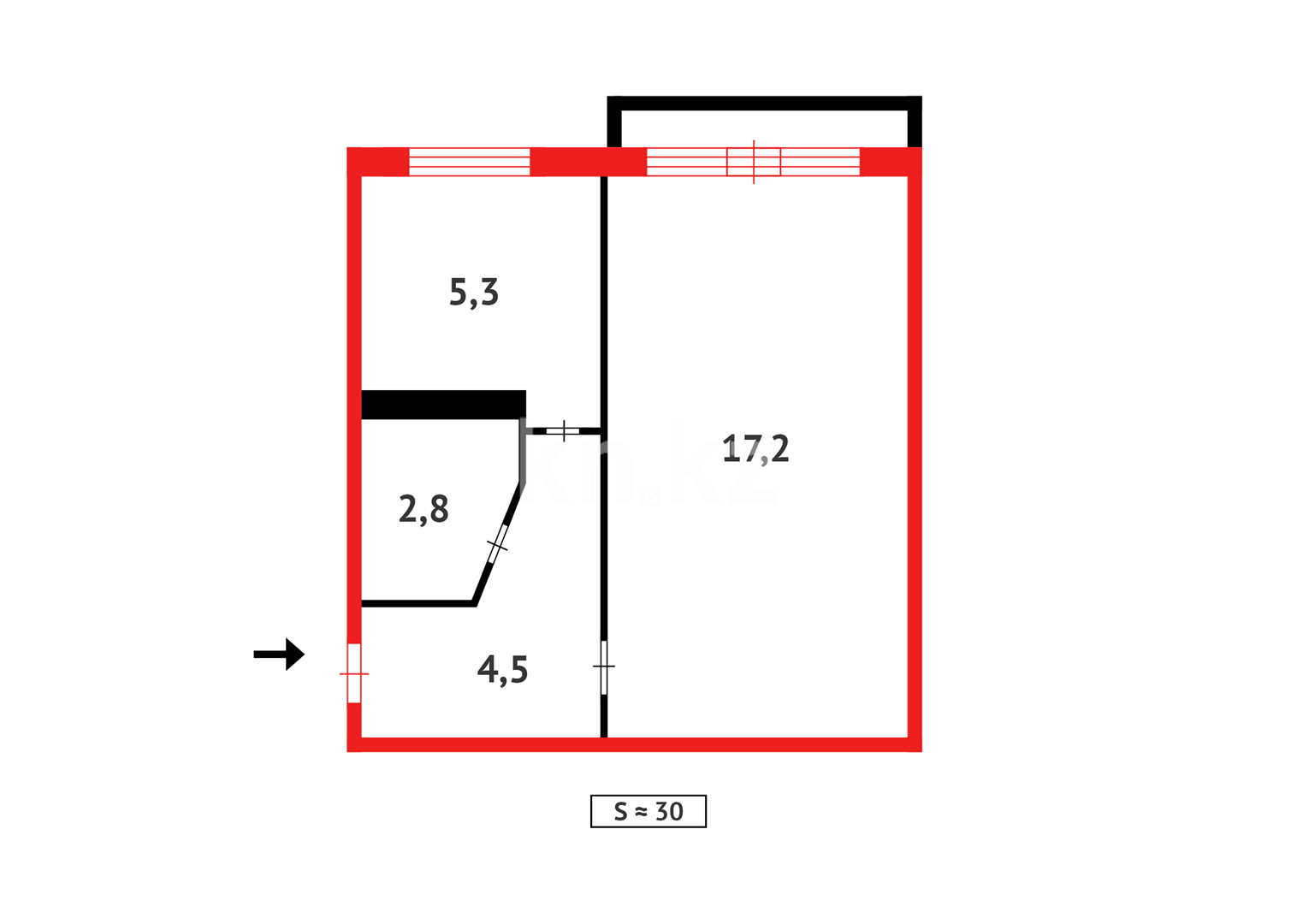 Продажа 1-комнатной квартиры, 29 м², ул. Абая в Темиртау - фото 7