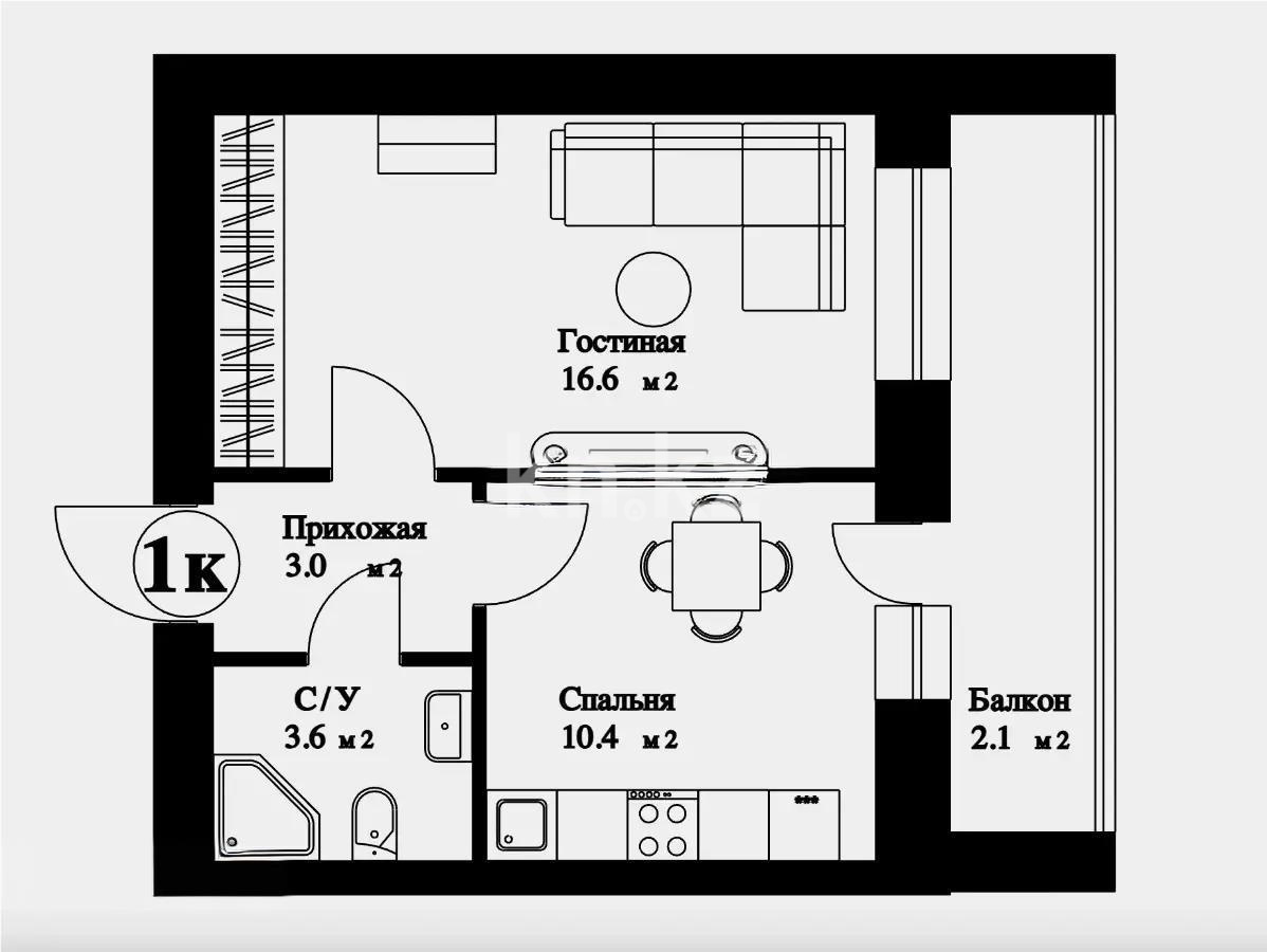 Продажа 1-комнатной квартиры, 38 м², ул. А-52, дом  2 в Астане